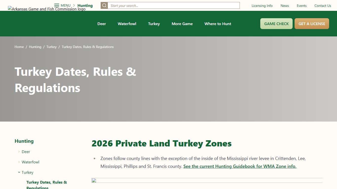 Turkey Dates, Rules and Regulations in Arkansas