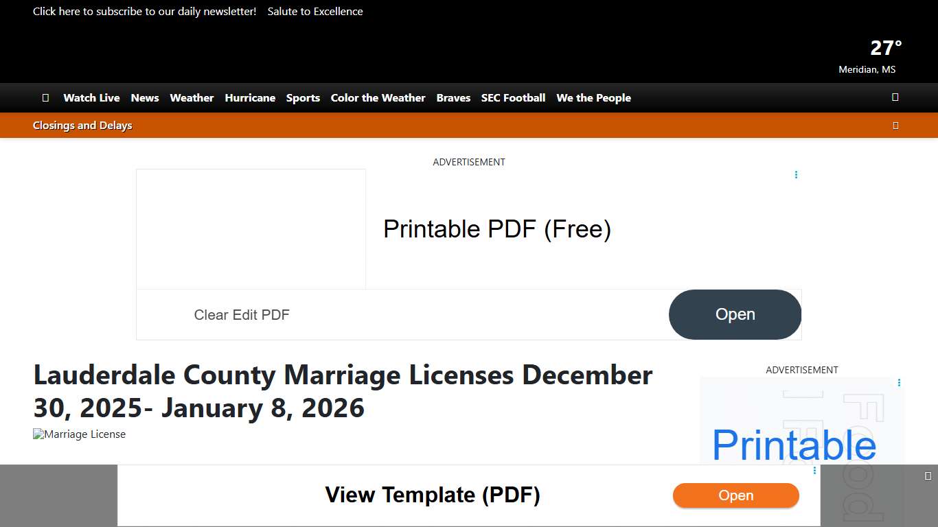 Lauderdale County Marriage Licenses December 30, 2025- January 8, 2026